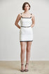 Contrasting Edge Mini Dress Buckled Strap And Belt