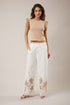 Palm Tree Embo Detail Linen Pants