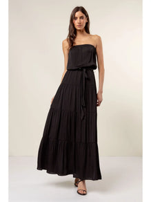Maxi Tiered Tube Dress with Elasticized Waist: Black – Luxe by the Sea