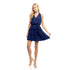 Sleeveless Mini Surplice Dress With Sash Tie Belt – Navy