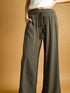 Cotton Linen Smocked Waist Pants with Tassel