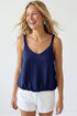 Billowy Strap Accent Tank Top: Navy