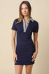 Bianca Collared Contrast Mini Dress - Navy