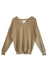 Open Weave V-Neck Sweater – Gold Metallic