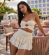 Ruffle Elastic Skirt With Frayed Detailing