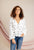 flowy button down polka dot top front