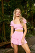 Ruffle Elastic Skirt Hot Pink