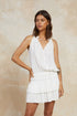 Pleated Tiered Mini Dress In White