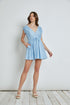 Metal Beaded Drawstring Wrap Dress Chambray