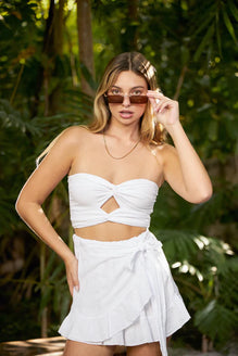 White wrap cheap skirt mini