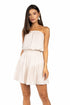 Off White Smocked Strapless Mini Dress