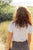 Polagram Tops Chambray Ruffle Neck Top